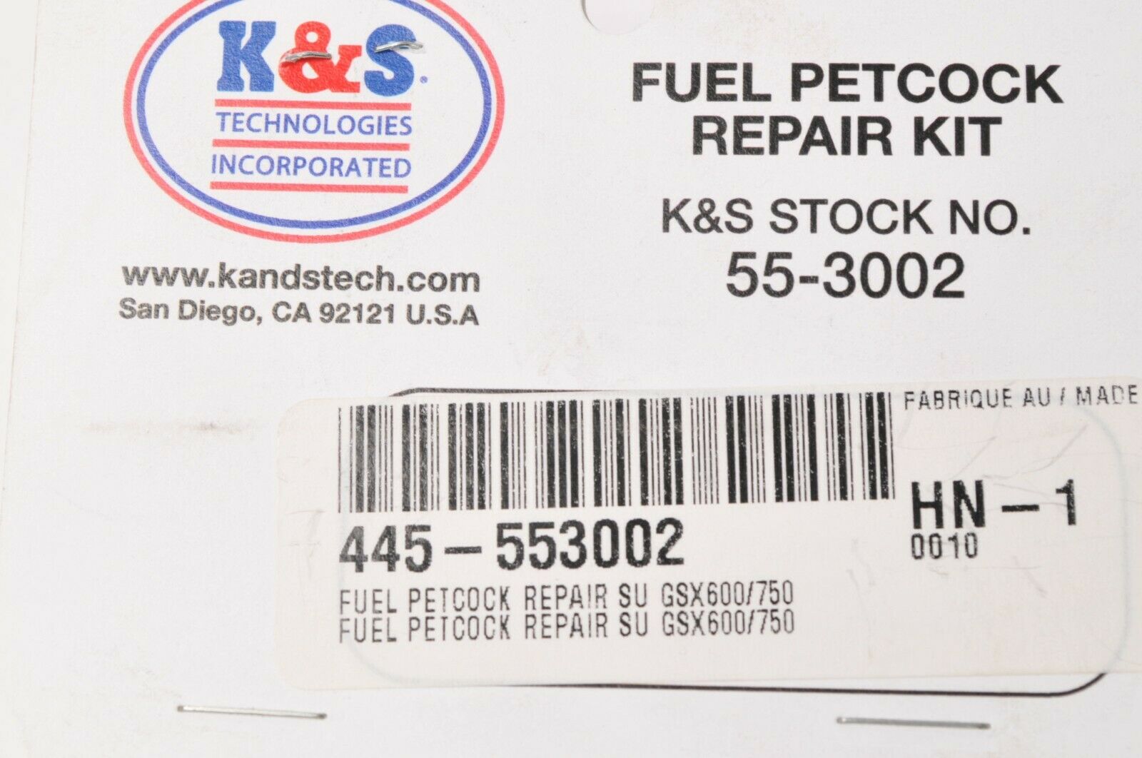 K&S Fuel Valve Petcock Repair Kit - Fits Suzuki GS and 86-87 GSXR | 55-3002