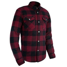Load image into Gallery viewer, Red Oxford Kickback 2.0 Flannel Motorcycle Armored Riding Shirt CE Level 1