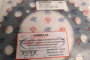 JT Steel Rear Sprocket JTR857.43 43T Fits Yamaha XT600 XV250 SRV250 ++