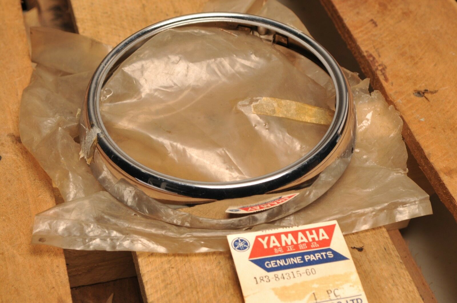 NOS OEM YAMAHA 183-84315-60 HEADLIGHT RIM RING YAS1 AS2C 1968 1969 (TAPE  RESIDUE