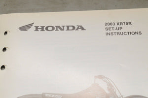 2003 XR70R XR70 R GENUINE Honda Factory SETUP INSTRUCTIONS PDI MANUAL S0120