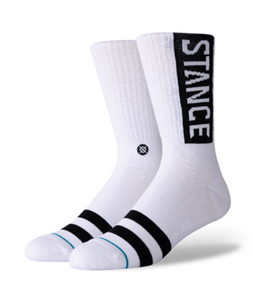 Stance OG Crew Socks White and Black - Cotton Blend