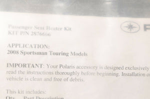 Genuine Polaris 2876666 Passenger Heated Seat Kit- Sportsman Touring 500 800 850