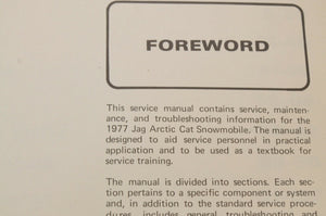 Genuine ARCTIC CAT Factory Service Shop Manual JAG 1977 0153-121