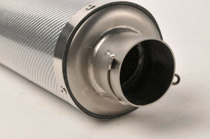 NEW Mig Exhaust Concepts SR3TA Silver Weave Muffler Silencer 100mm Round Slip On