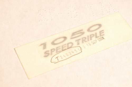 GENUINE OEM TRIUMPH T2402451 DECAL,FUEL TANK CENTRE - SPEED TRIPLE 1050