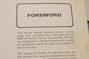 Genuine ARCTIC CAT Factory Service Shop Manual  1976 PANTERA  0153-087