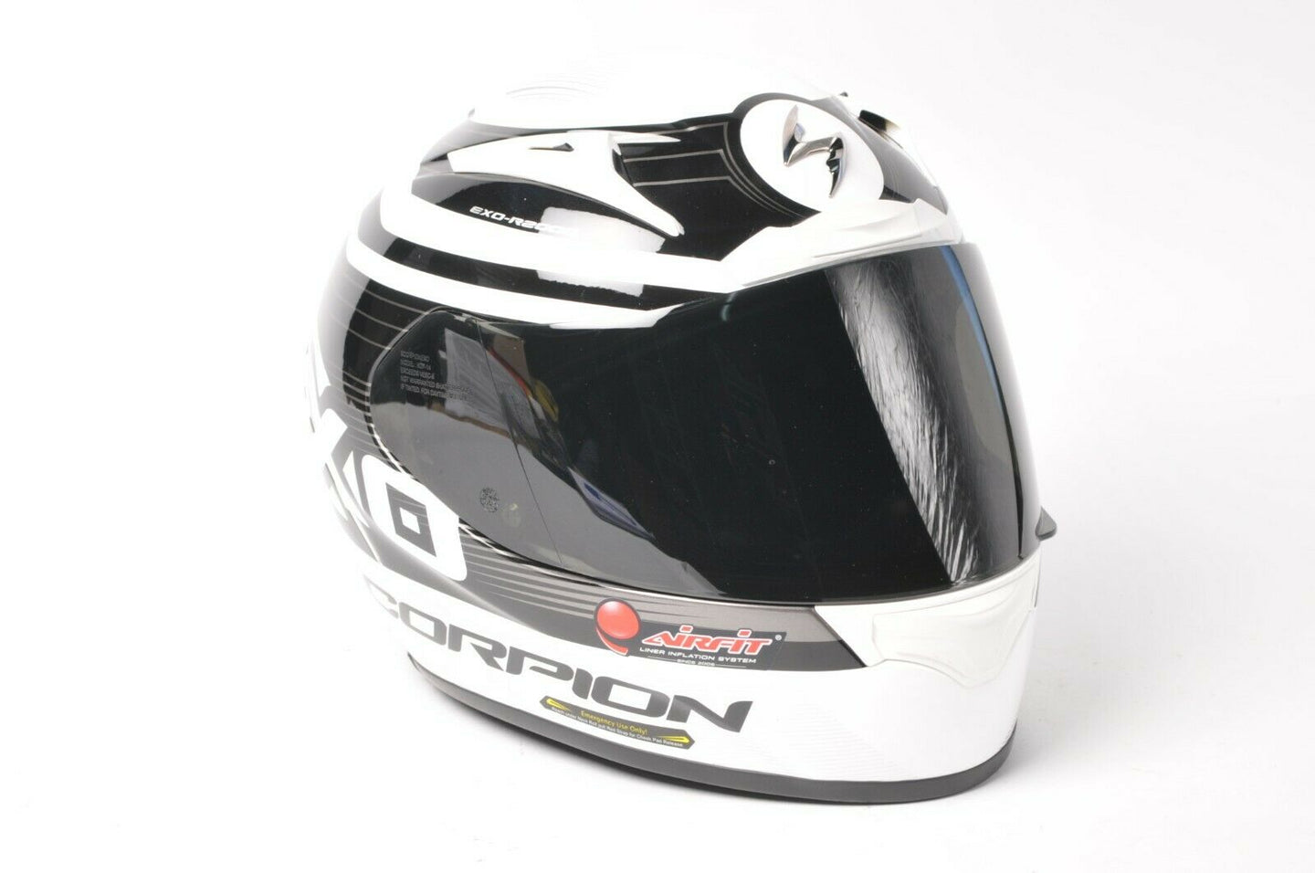 DISPLAY Scorpion EXO-R2000 Motorcycle Helmet White/Black DOT/SNELL XL 200-7636