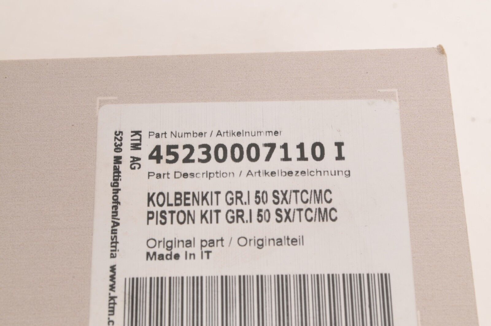 Genuine KTM Husqvarna TC50 SX 50 Top End Piston Kit w/Gaskets