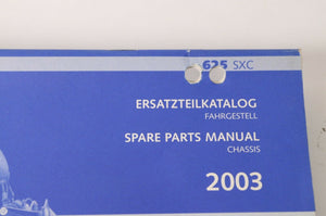 Genuine Factory KTM Spare Parts Manual Chassis - 625 SXC 2003 03 | 320895