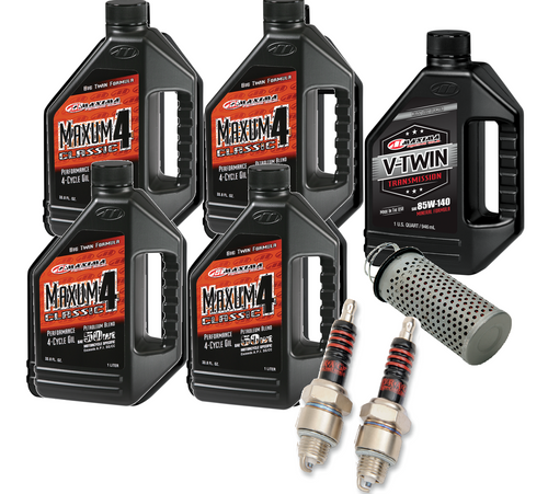 Oil Change Tune Up Kit Oil Filter Spark Plugs - Harley Shovelhead 66-74 50wt